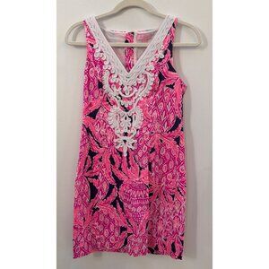 Lilly Pulitzer Gabby Shift dress in Coco Safari Pink & White Sleeveless V-Neck D